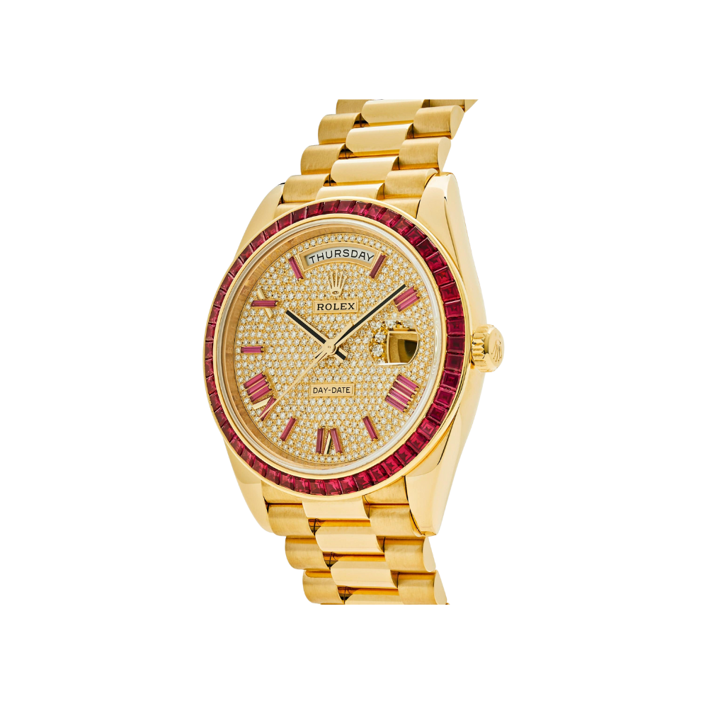 Rolex Day-Date 40 228398TRU Yellow Gold Roman Dial Ruby Bezel - Image 3
